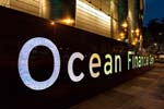 New materials and lighting techniques add sparkle and color to the identification sign designed by Calori & Vanden-Eynden Design Consultants (C&VE) for the Ocean Financial Center in Singapore; architect: Pelli Clarke Pelli Architects.