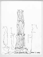 8 Spruce Street Design, sketch and volume study, 2007, New York, New York; 12 × 9 in. (30.5 × 22.9 cm); Collection Frank Gehry, Los Angeles