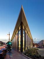 North Beach Branch Library, San Francisco: Built on a former triangular parking lot, the LEED Gold library creates a civic lantern for the community.