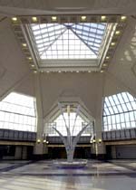 The soaring rotunda of the Frank R. Lautenberg Rail Station at Secaucus Junction