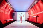 (Product) Red's small space bracketed between red fabric panels carries a big message in Chicago